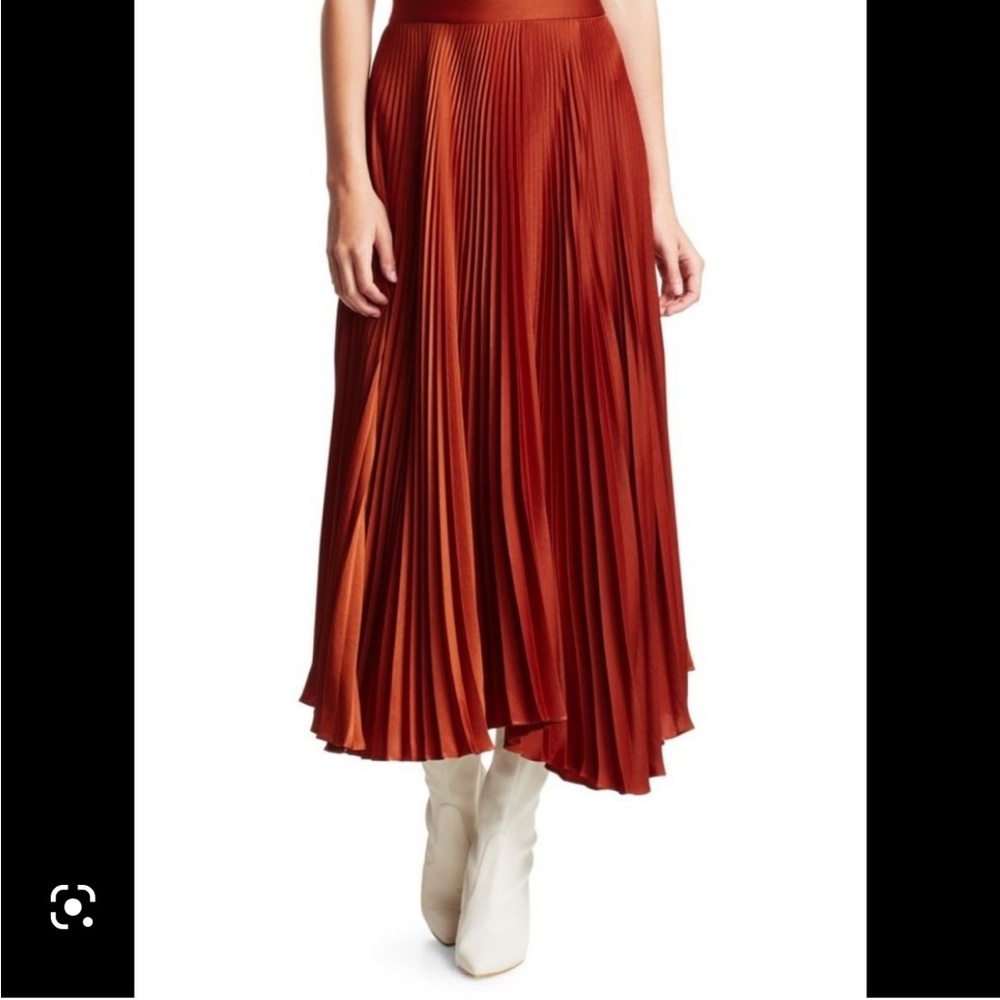 A.L.C. Rust Red Pleated Midi Skirt